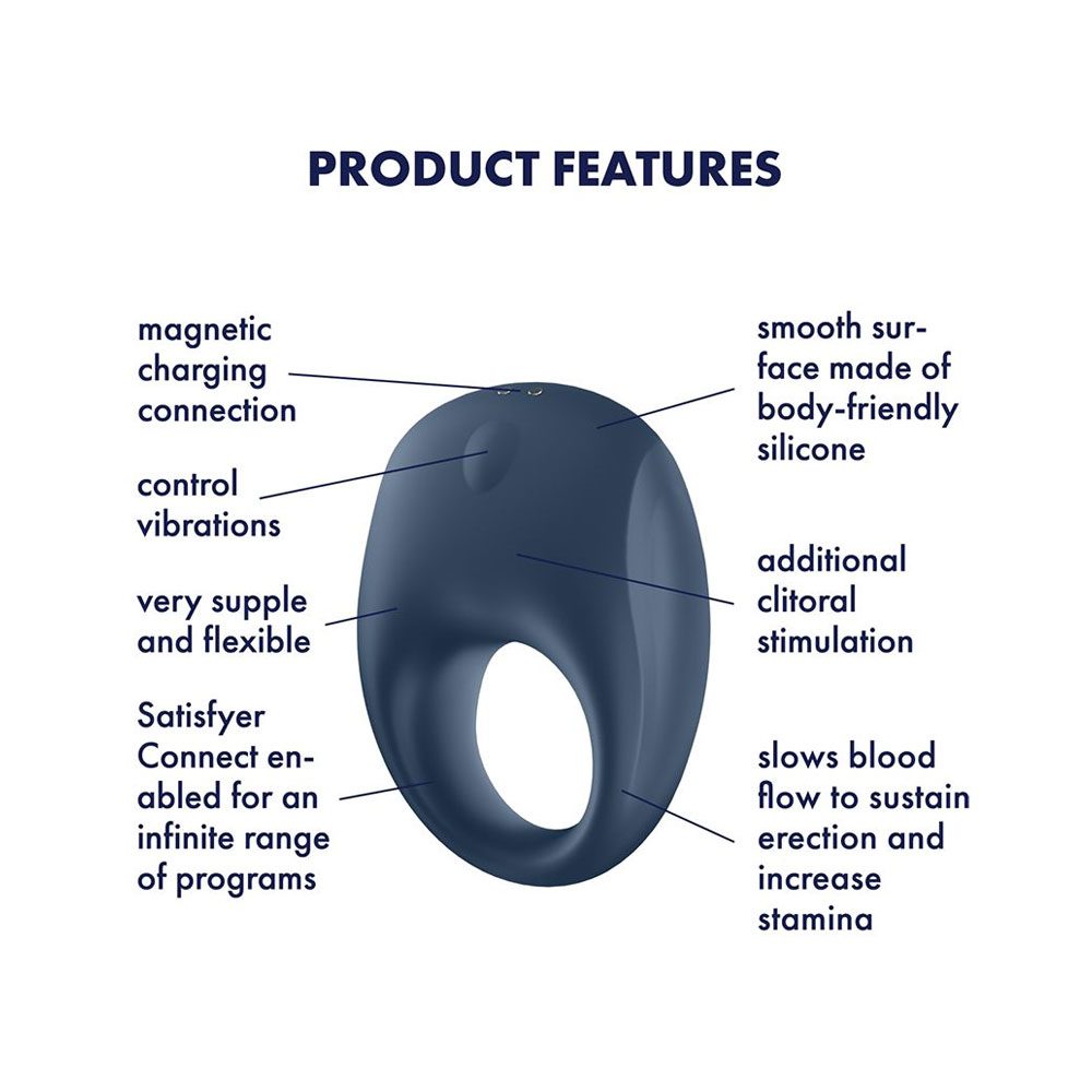 Anillo Vibrador para el pene Satisfyer Strong One Ring Azul Oscuro