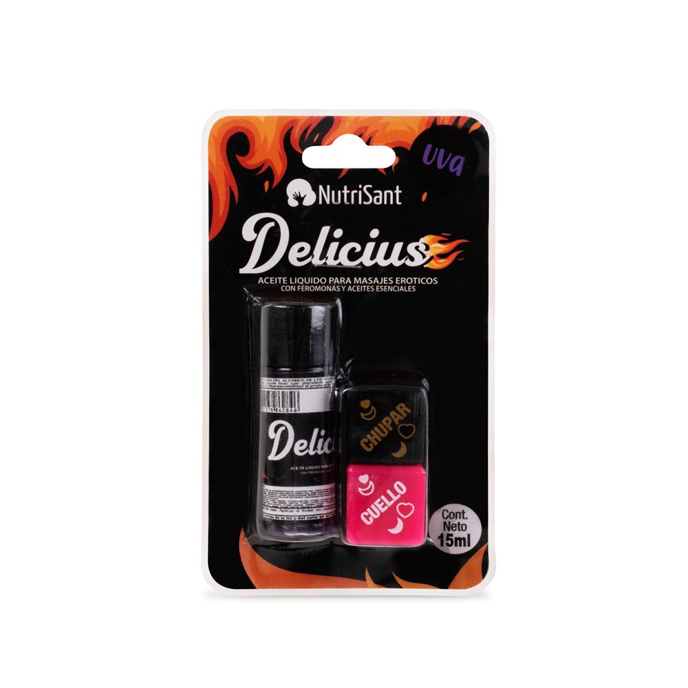 Aceite Caliente para Masajes Delicius con Dados 15 ML