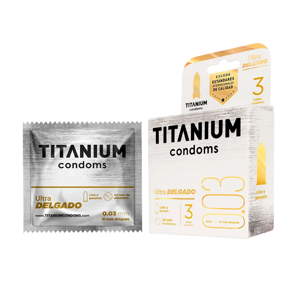 Condones Titanium Ultra Delgado x 3 Unidades