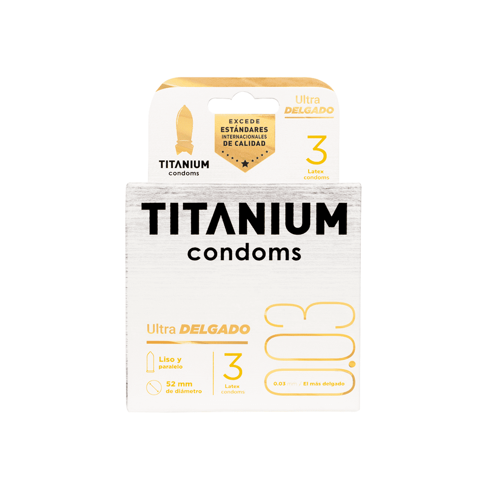 Condones Titanium Ultra Delgado x 3 Unidades